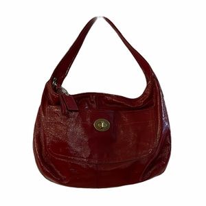 Coach Red Patent Leather Ergo Bag Authentic